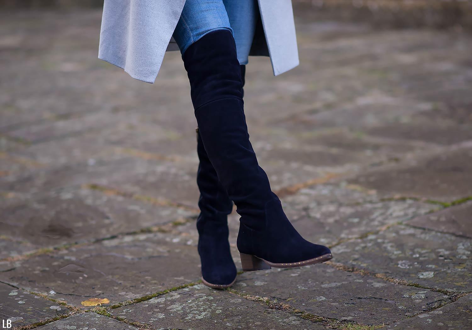 The Navy Knee High Boots Outfit 