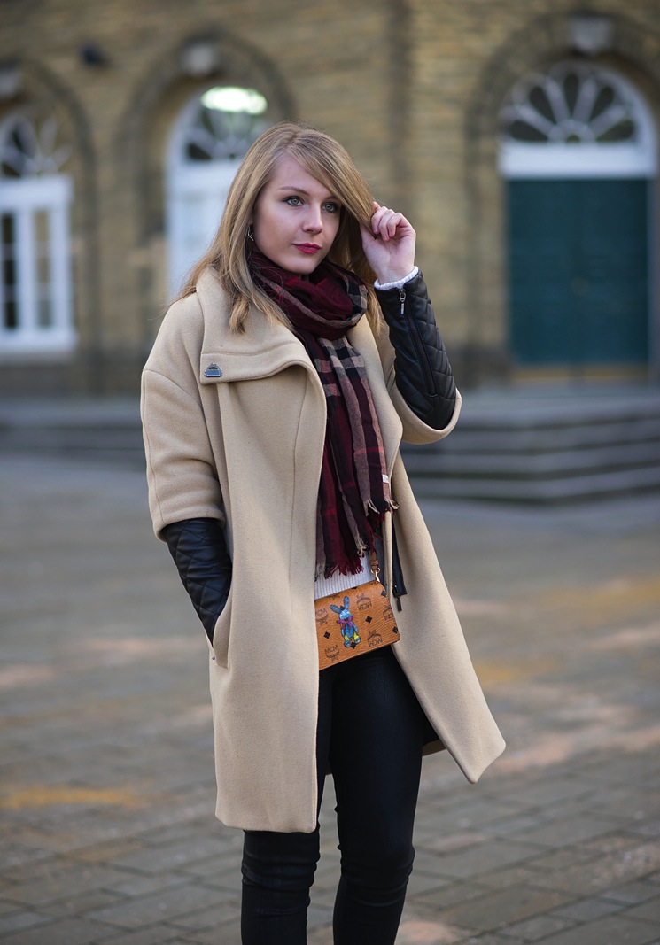 My Old Zara Beige Coat With Leather Style Sleeves – FORD LA FEMME