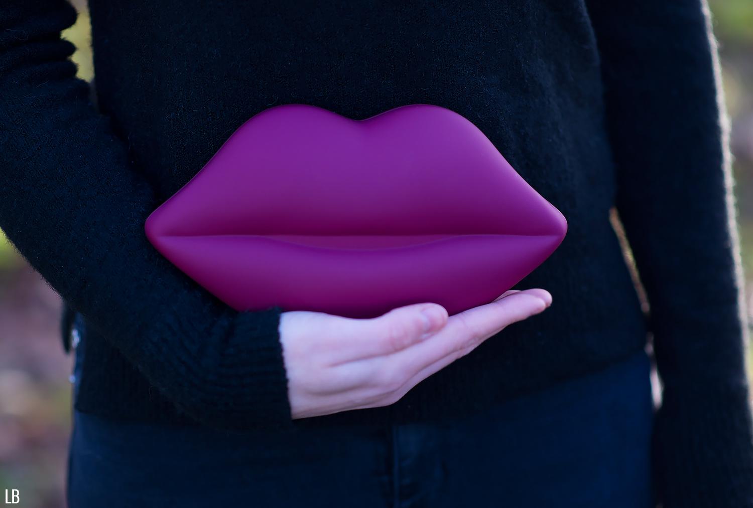 Lulu Guinness Cassis Powder Coated Lips Clutch Review 2