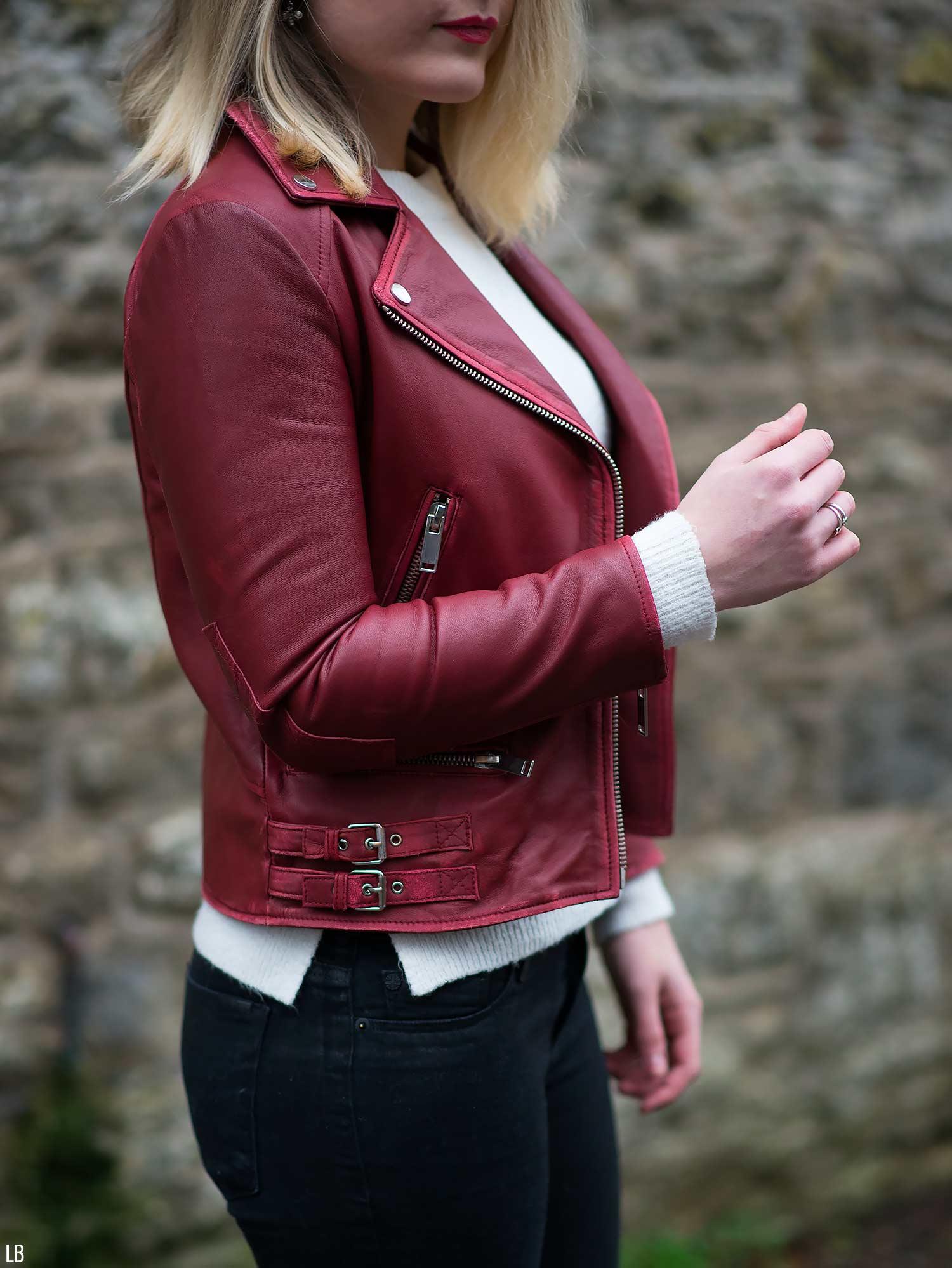 The Burgundy Leather Jacket & Boots | Raindrops of Sapphire