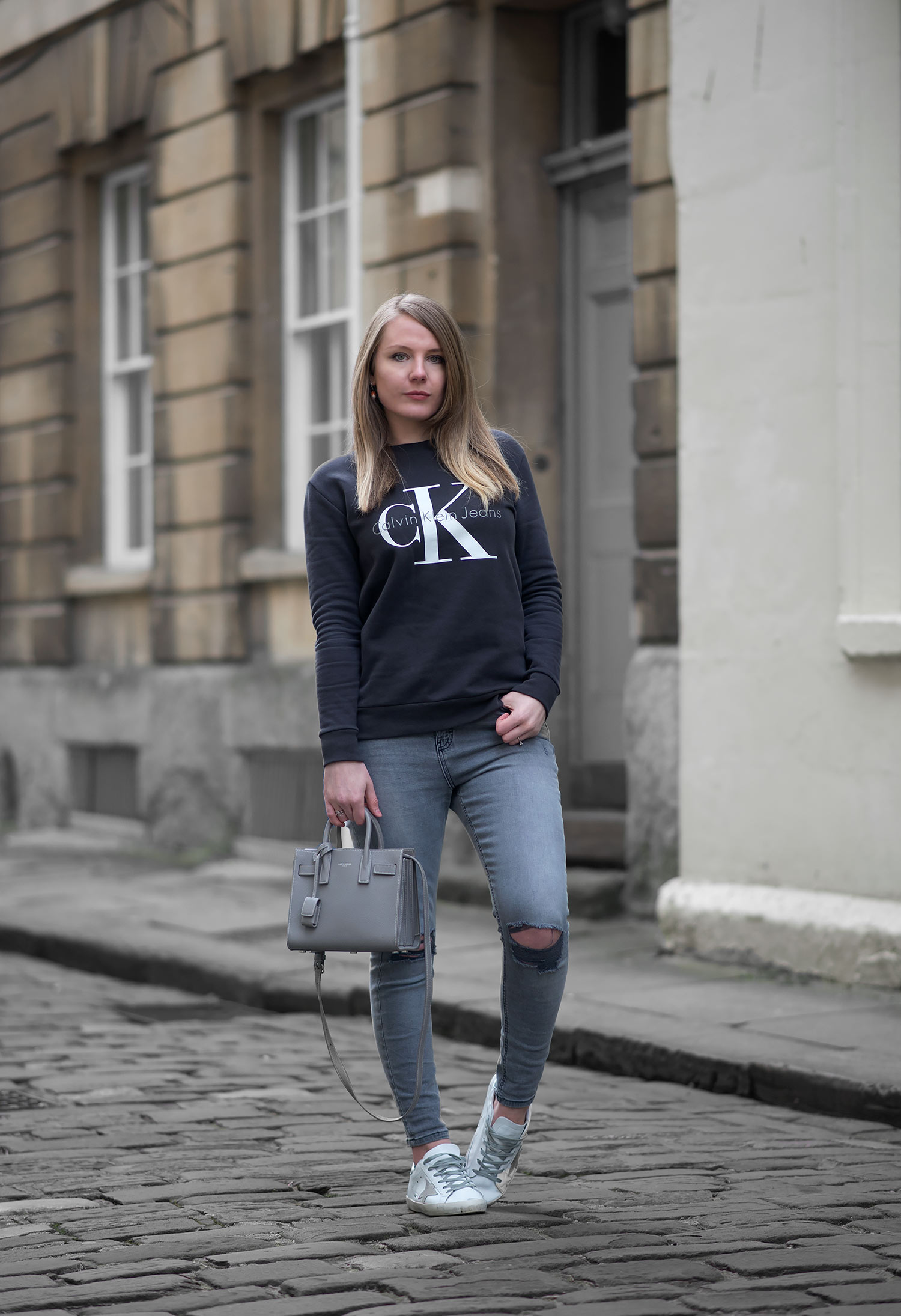 Fashion Sweats Sweatshirts Calvin Klein Jeans Sweat Shirt light grey flecked casual look 