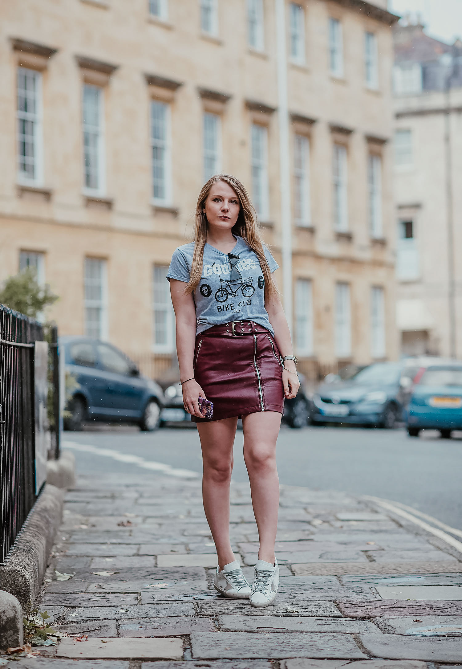 leather skirt casual outfit